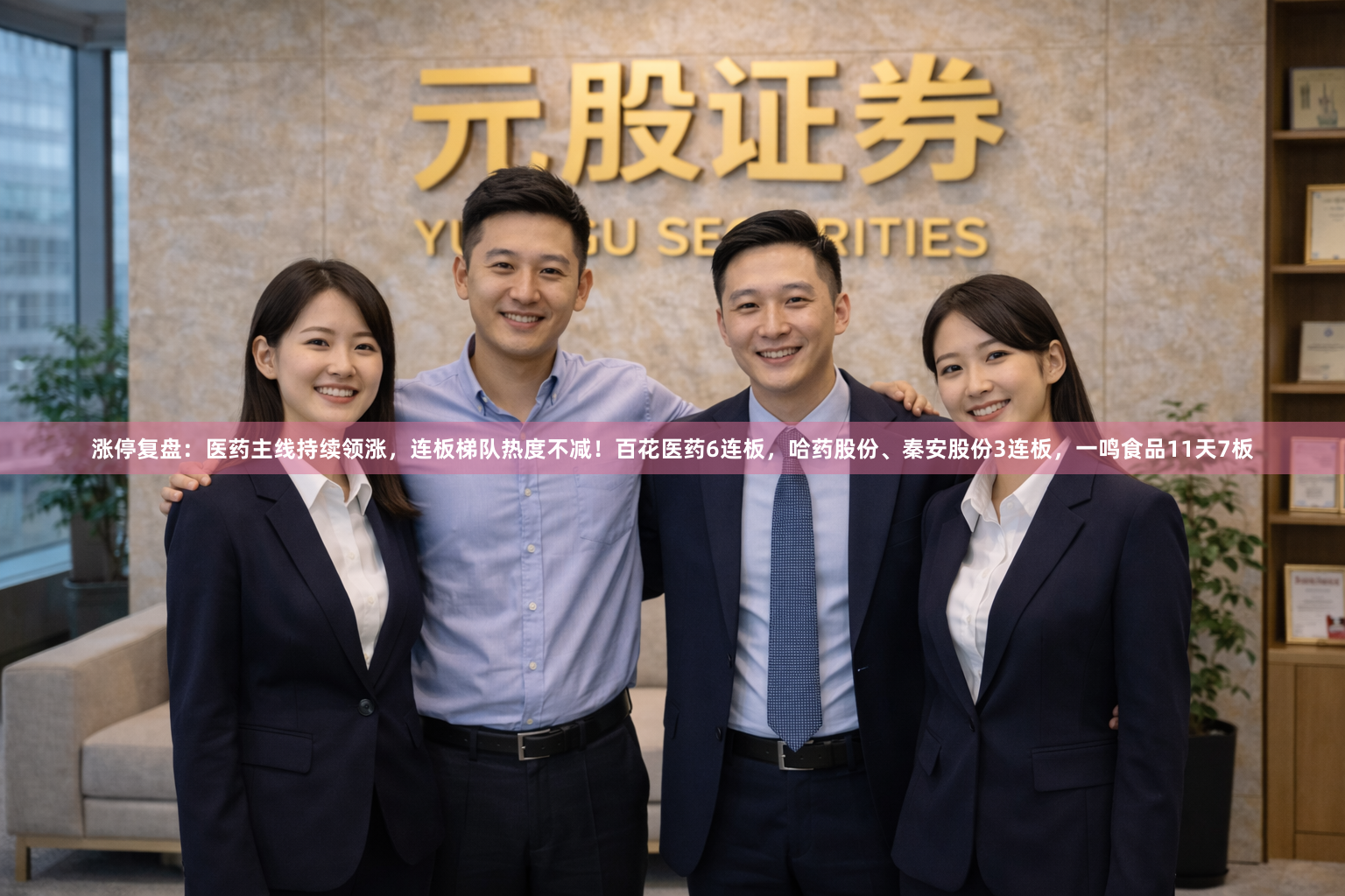涨停复盘：医药主线持续领涨，连板梯队热度不减！百花医药6连板，哈药股份、秦安股份3连板，一鸣食品11天7板