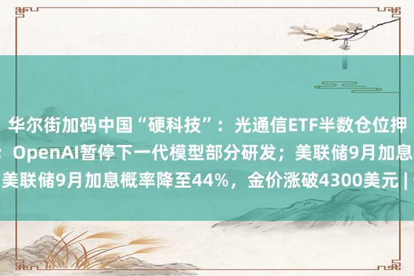 华尔街加码中国“硬科技”：光通信ETF半数仓位押注，明星ETF重仓长鑫；OpenAI暂停下一代模型部分研发；美联储9月加息概率降至44%，金价涨破4300美元 | 一周国际财经
