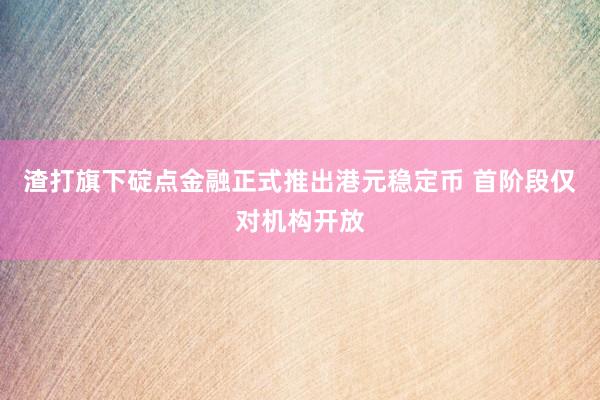 渣打旗下碇点金融正式推出港元稳定币 首阶段仅对机构开放