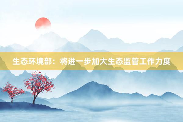 生态环境部：将进一步加大生态监管工作力度