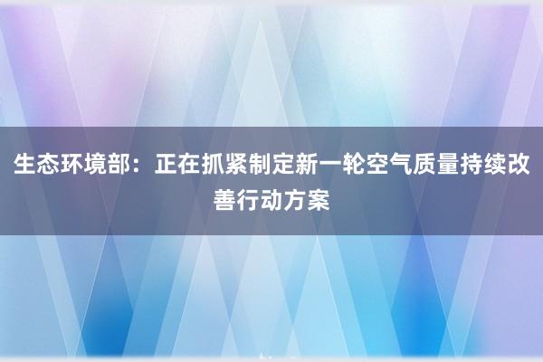 生态环境部：正在抓紧制定新一轮空气质量持续改善行动方案