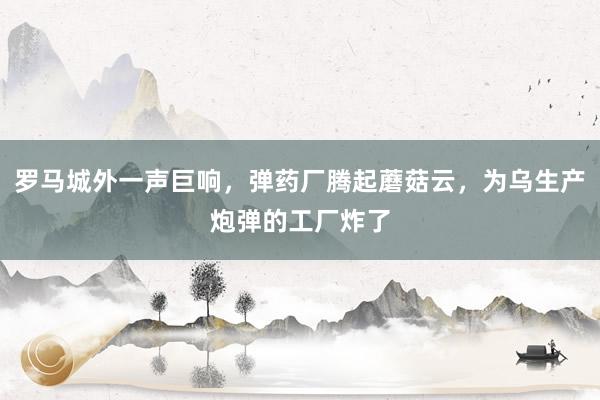 罗马城外一声巨响，弹药厂腾起蘑菇云，为乌生产炮弹的工厂炸了