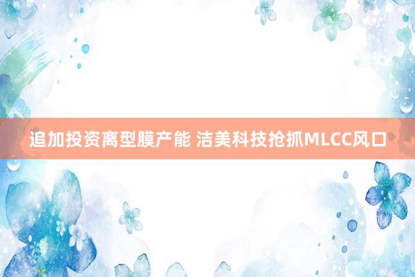 追加投资离型膜产能 洁美科技抢抓MLCC风口