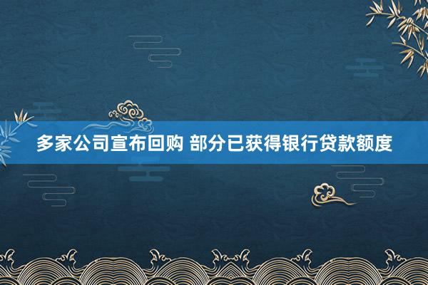 多家公司宣布回购 部分已获得银行贷款额度