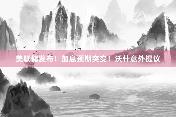 美联储发布！加息预期突变！沃什意外提议