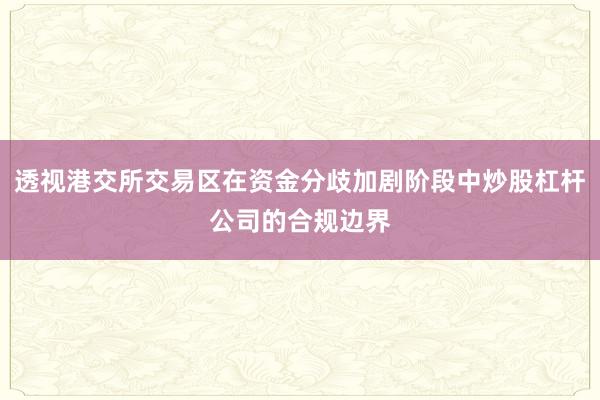 透视港交所交易区在资金分歧加剧阶段中炒股杠杆公司的合规边界