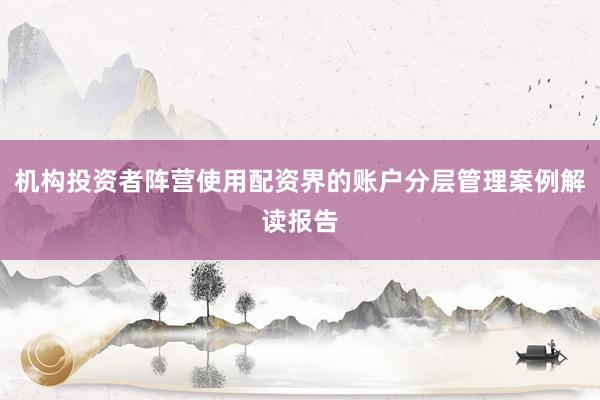 机构投资者阵营使用配资界的账户分层管理案例解读报告