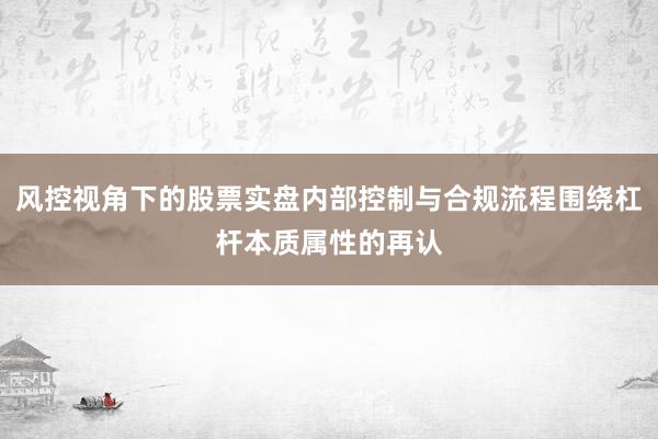 风控视角下的股票实盘内部控制与合规流程围绕杠杆本质属性的再认